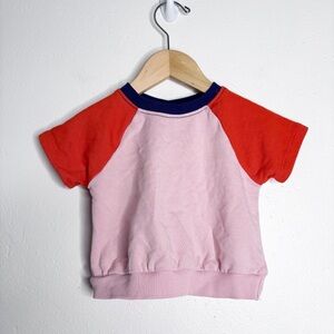 Hanna Andersson Pink French Terry Short Sleeve Sweatshirt Size 12-18M EUC